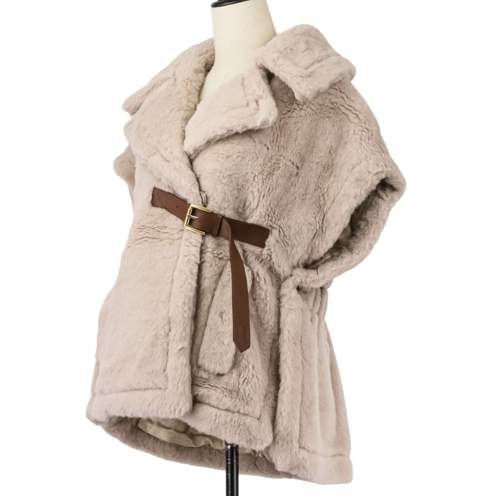 Max Mara 24AW NEWABAVO1 Alpaca Cape Teddy Bear Coat Size S/M Beige — Unworn