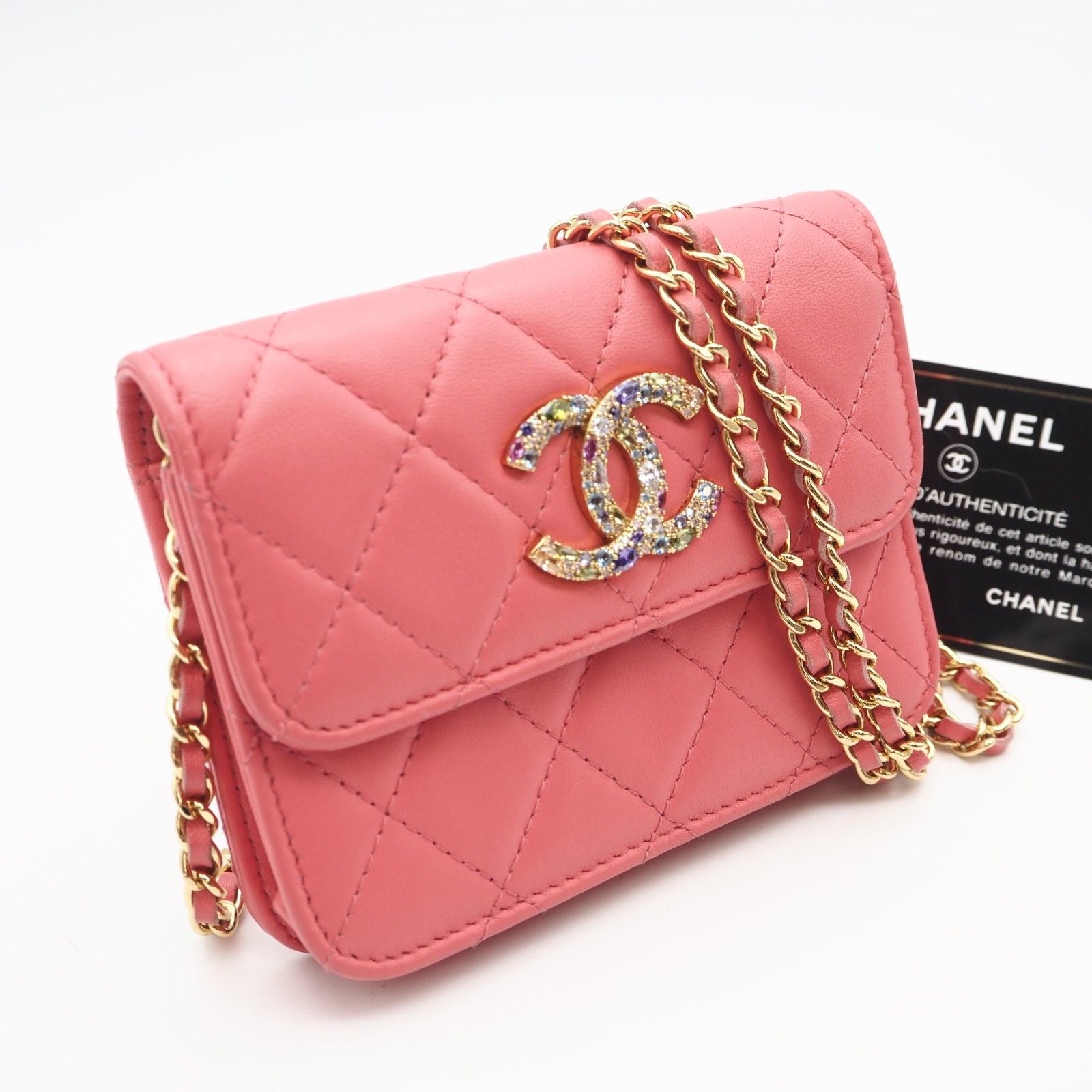 CHANEL Matelasse Timeless Classic  Bijou Chain Shoulder Bag — Pink Lambskin, Serial 30747609