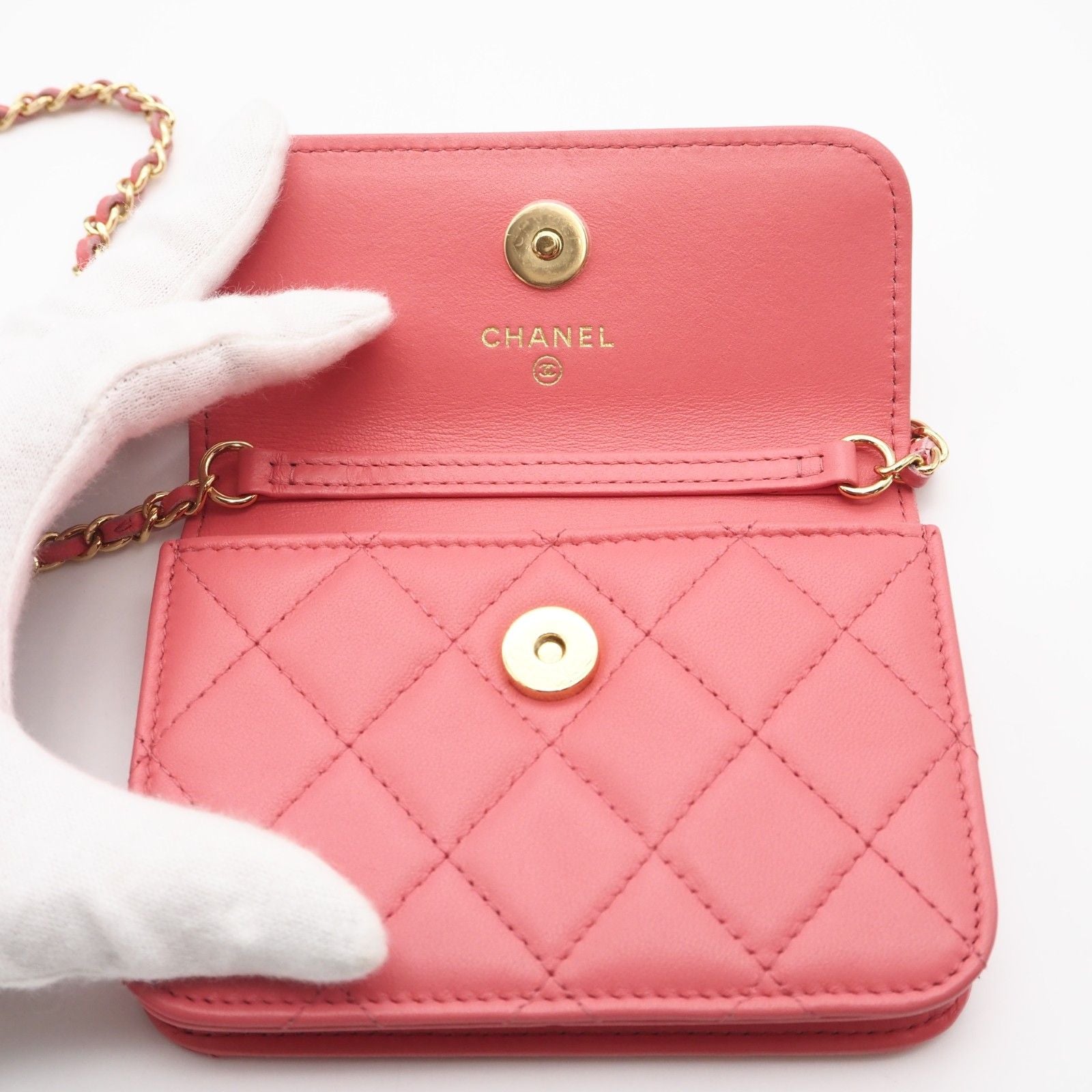 CHANEL Matelasse Timeless Classic  Bijou Chain Shoulder Bag — Pink Lambskin, Serial 30747609