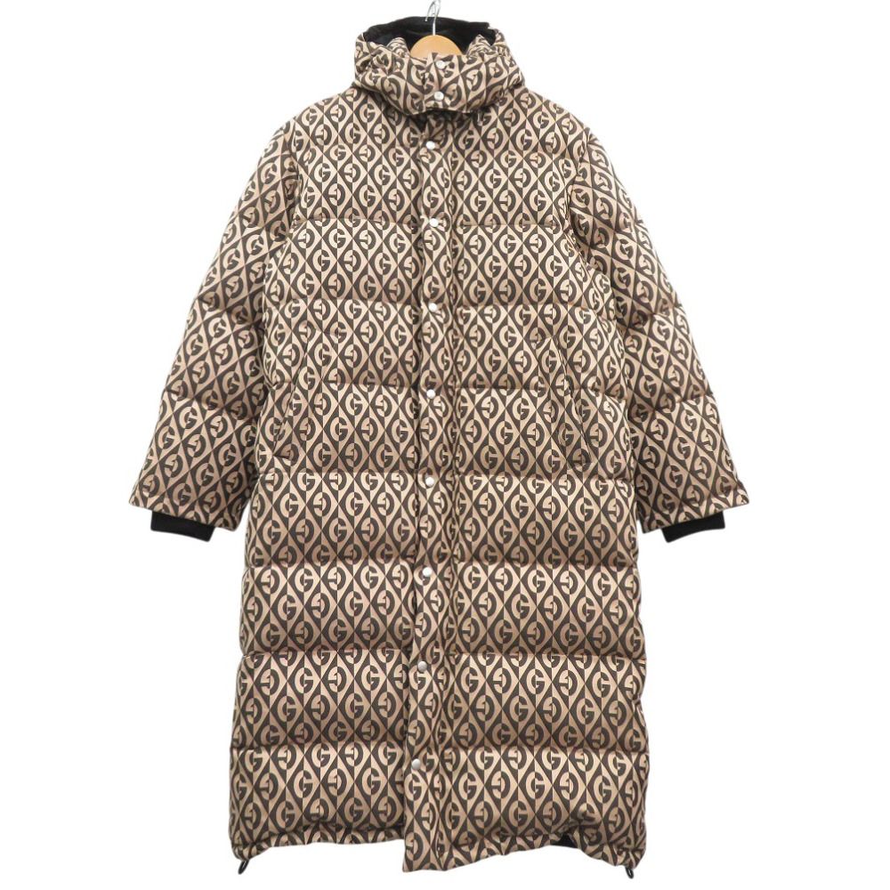 GUCCI G Logo Down Long Coat 595475 Z8AFE Beige Size 44 — Like New