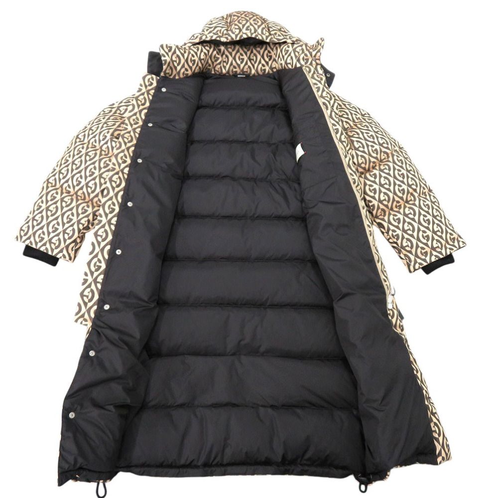 GUCCI G Logo Down Long Coat 595475 Z8AFE Beige Size 44 — Like New