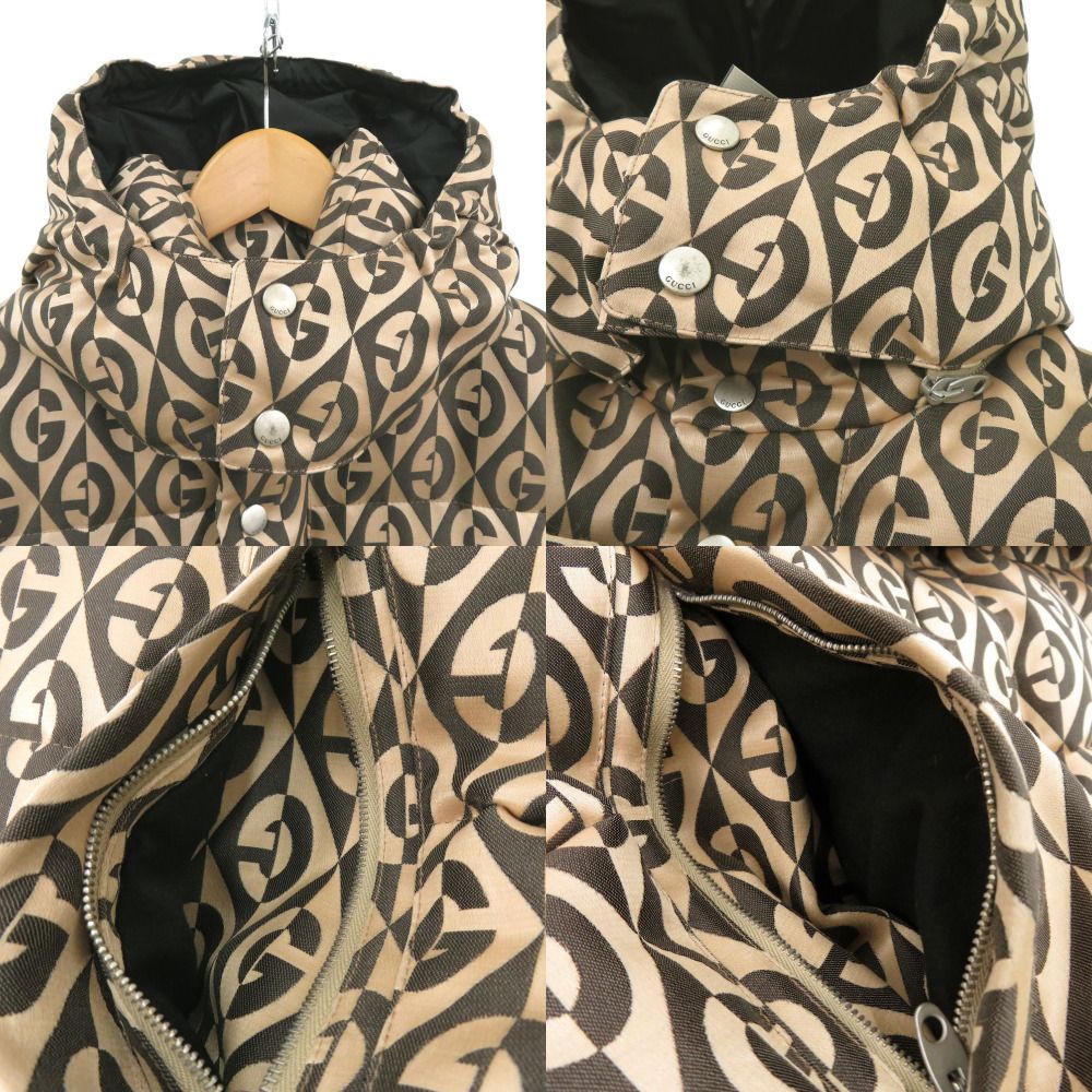 GUCCI G Logo Down Long Coat 595475 Z8AFE Beige Size 44 — Like New
