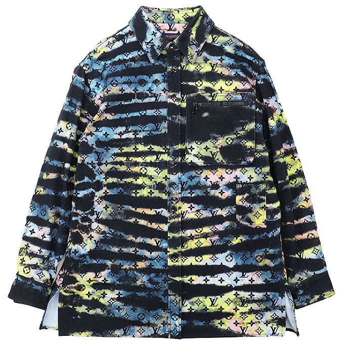 LOUIS VUITTON 2021AW Tie-Dye LV Monogram Denim Shirt Jacket — Size XL