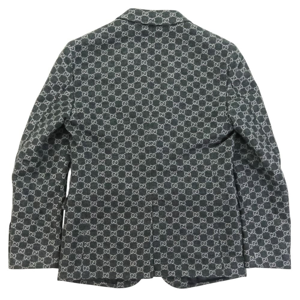 GUCCI GG Wool Flannel Tailored Jacket — Grey, Size 46 (770366) 24SS