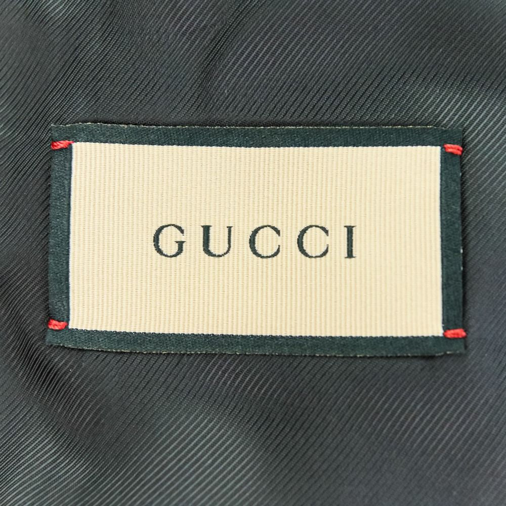 GUCCI GG Wool Flannel Tailored Jacket — Grey, Size 46 (770366) 24SS