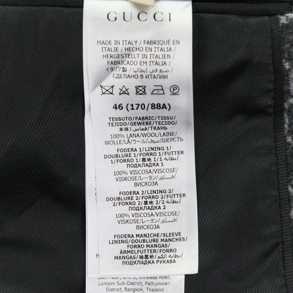 GUCCI GG Wool Flannel Tailored Jacket — Grey, Size 46 (770366) 24SS