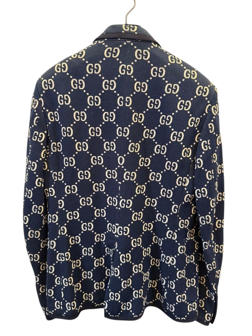 GUCCI GG Jacquard Jacket  Blazer Navy Men 4４