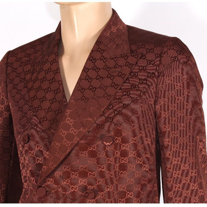 New GUCCI GG Cotton Canvas Double-Breasted Jacket — Brown, Size 46 (751390 ZAHMD 2292)