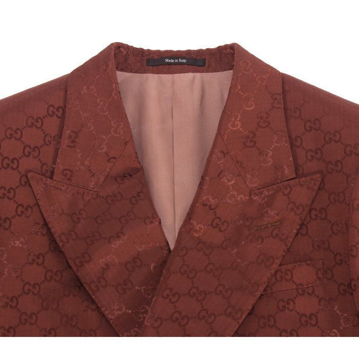 New GUCCI GG Cotton Canvas Double-Breasted Jacket — Brown, Size 46 (751390 ZAHMD 2292)