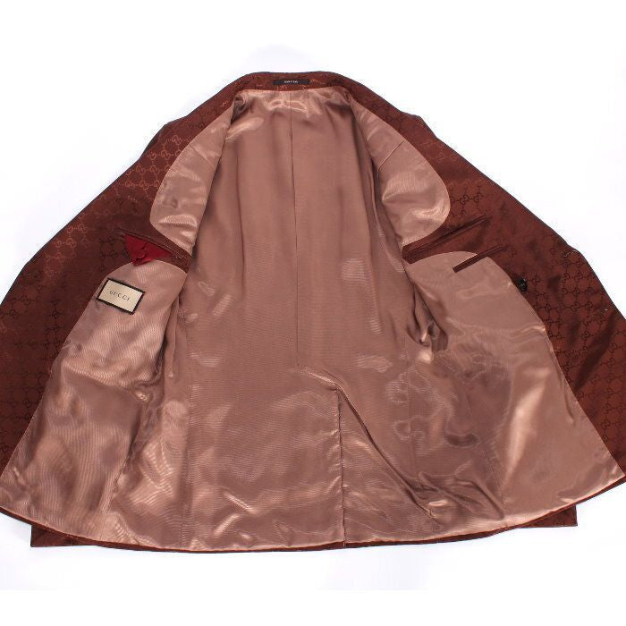 New GUCCI GG Cotton Canvas Double-Breasted Jacket — Brown, Size 46 (751390 ZAHMD 2292)