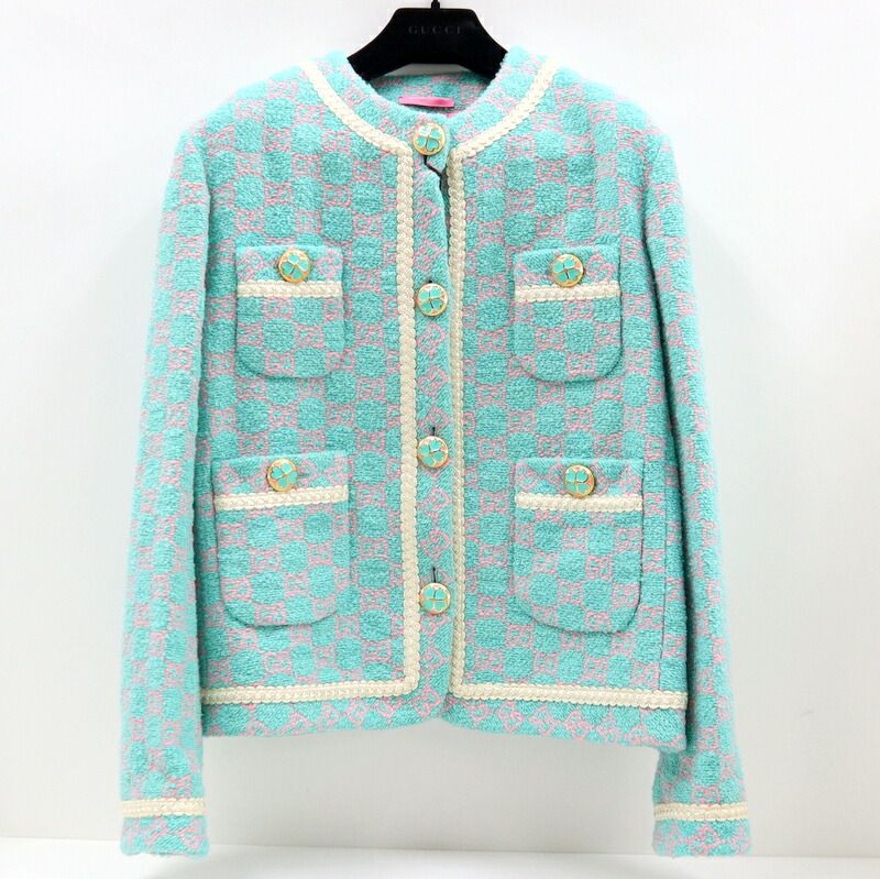 GUCCI GG Clover Collarless Jacket — Size 44