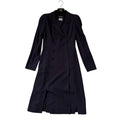 CHANEL 97A CC Logo Double-Breasted Long Coat Navy Size 34