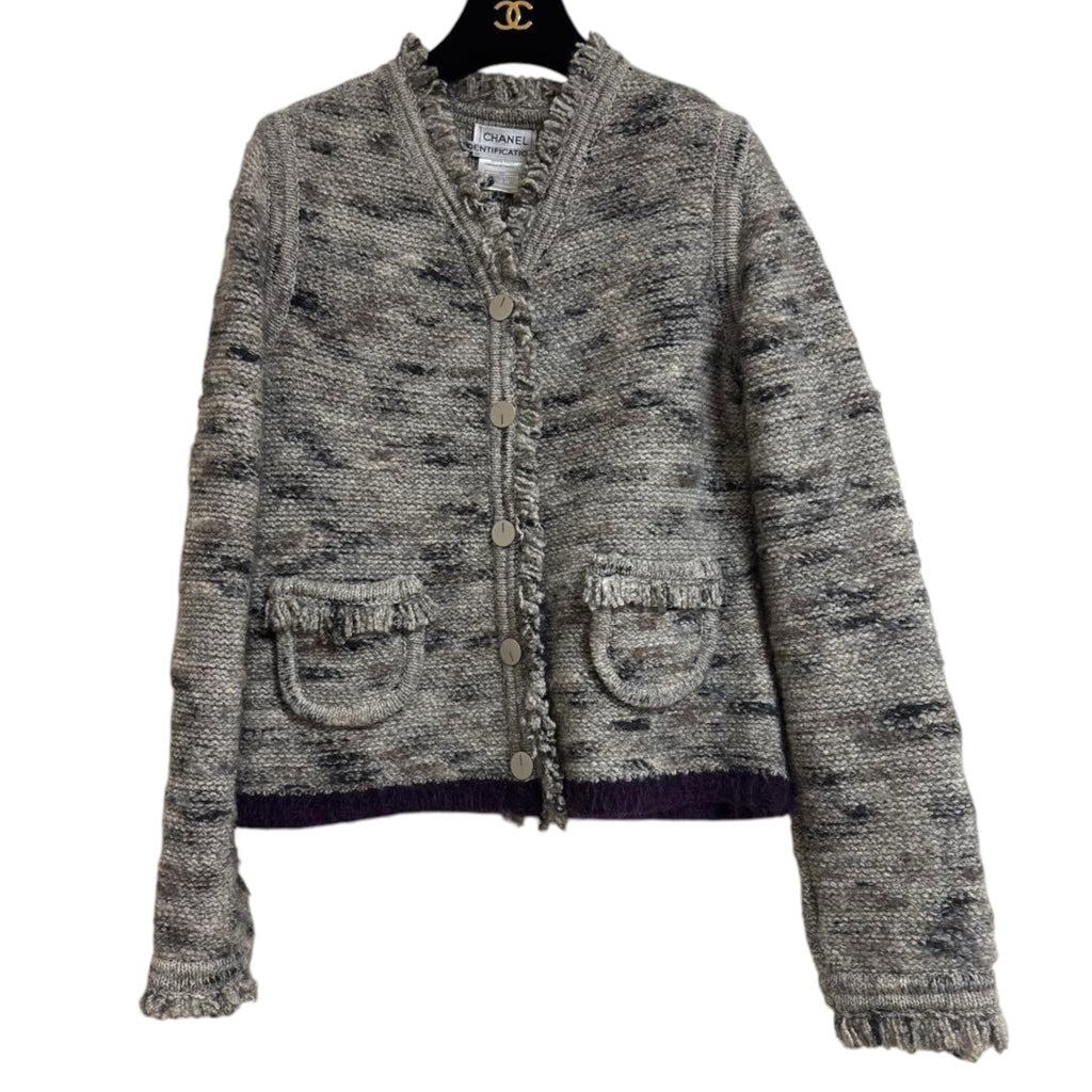 CHANEL Fringed Cardigan Jacket Size 42
