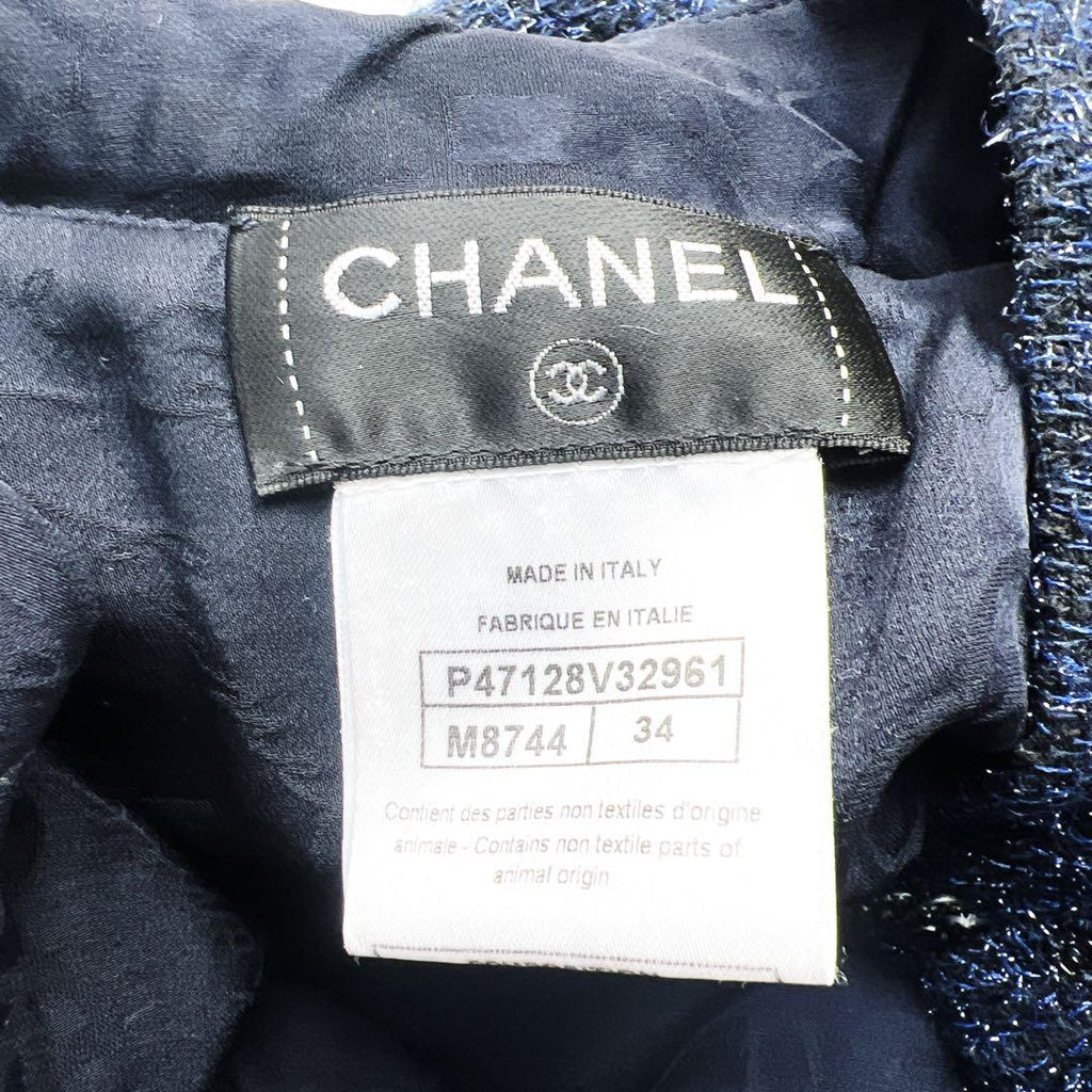 CHANEL Tweed and Leather Ruffle Pullover Jacket Size 34