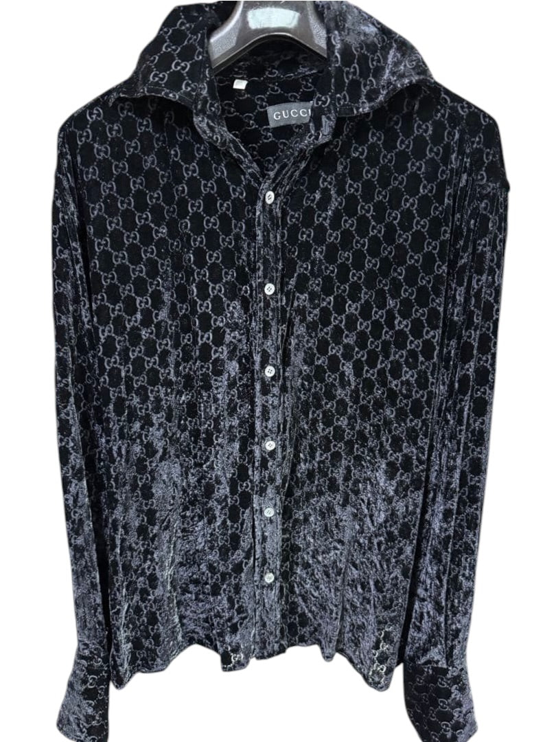 GUCCI by Tom Ford 1997AW Monogram Velvet Shirt Jacket Size L–XL
