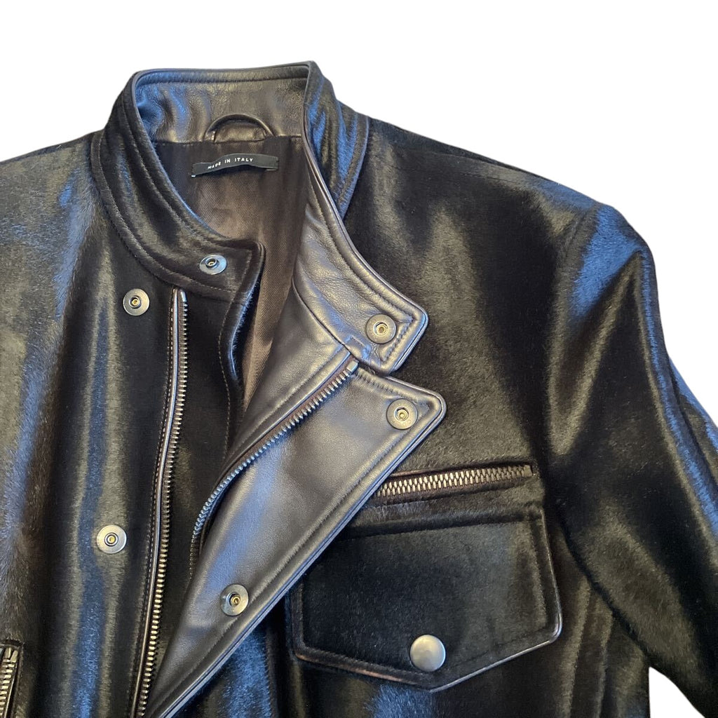 GUCCI Rare Pony Hair Leather Rider Jacket Blouson  by Tom Ford 48