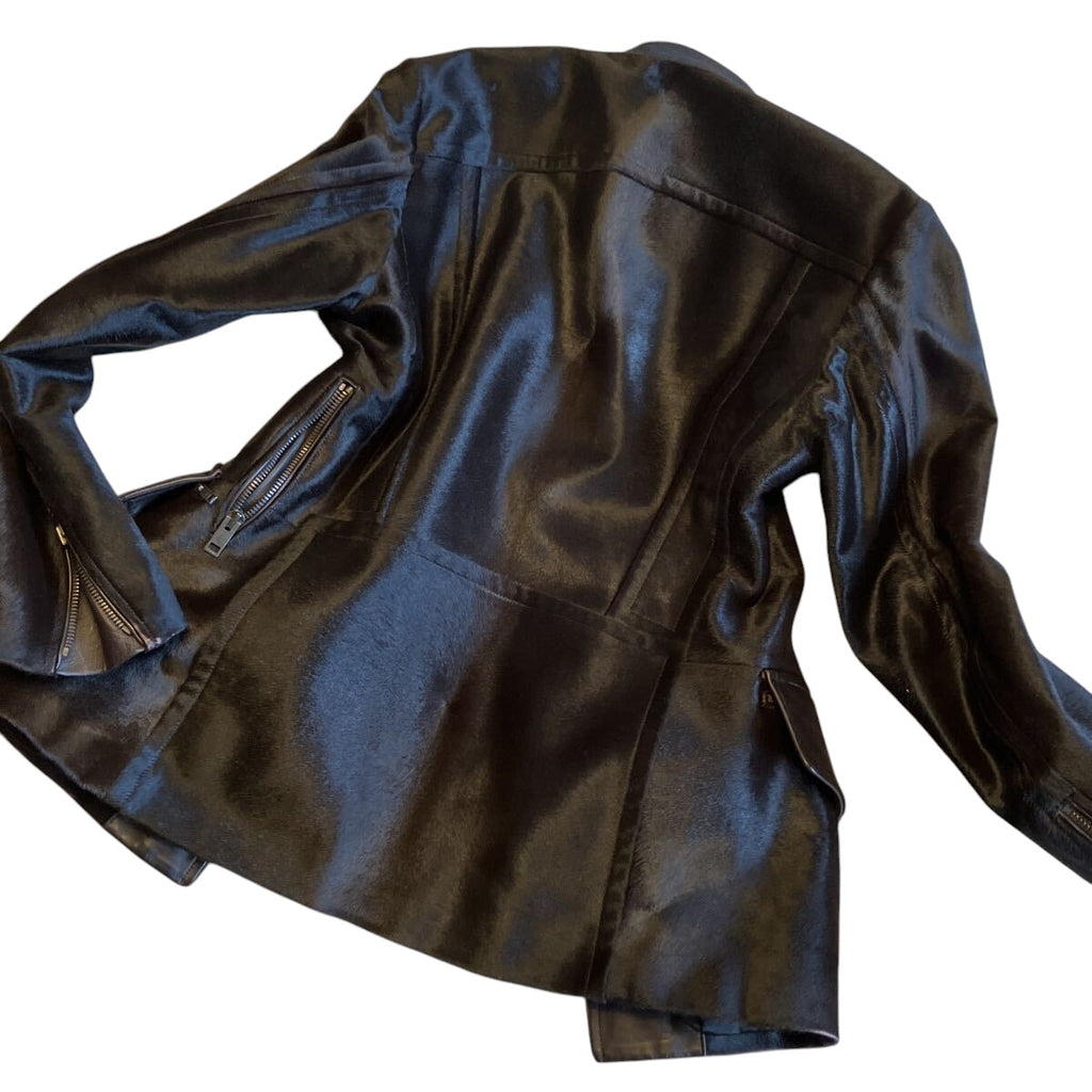 GUCCI Rare Pony Hair Leather Rider Jacket Blouson  by Tom Ford 48