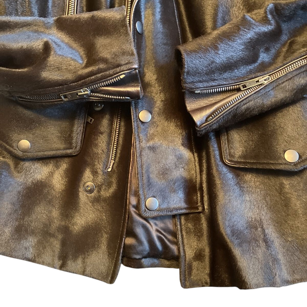 GUCCI Rare Pony Hair Leather Rider Jacket Blouson  by Tom Ford 48