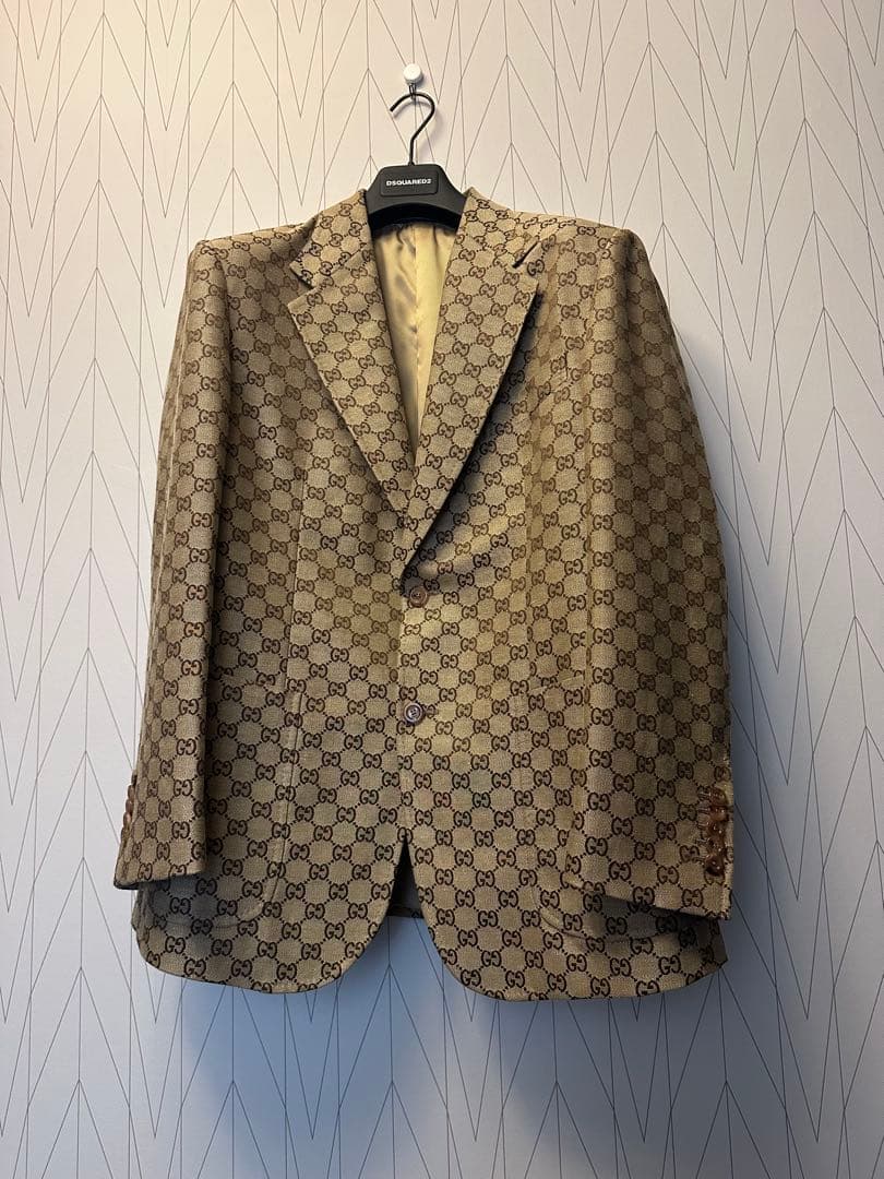 GUCCI GG Pattern Tailored Jacket Size 50 — Pre-owned, Excellent Condition