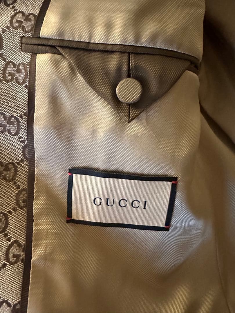 GUCCI GG Pattern Tailored Jacket Size 50 — Pre-owned, Excellent Condition