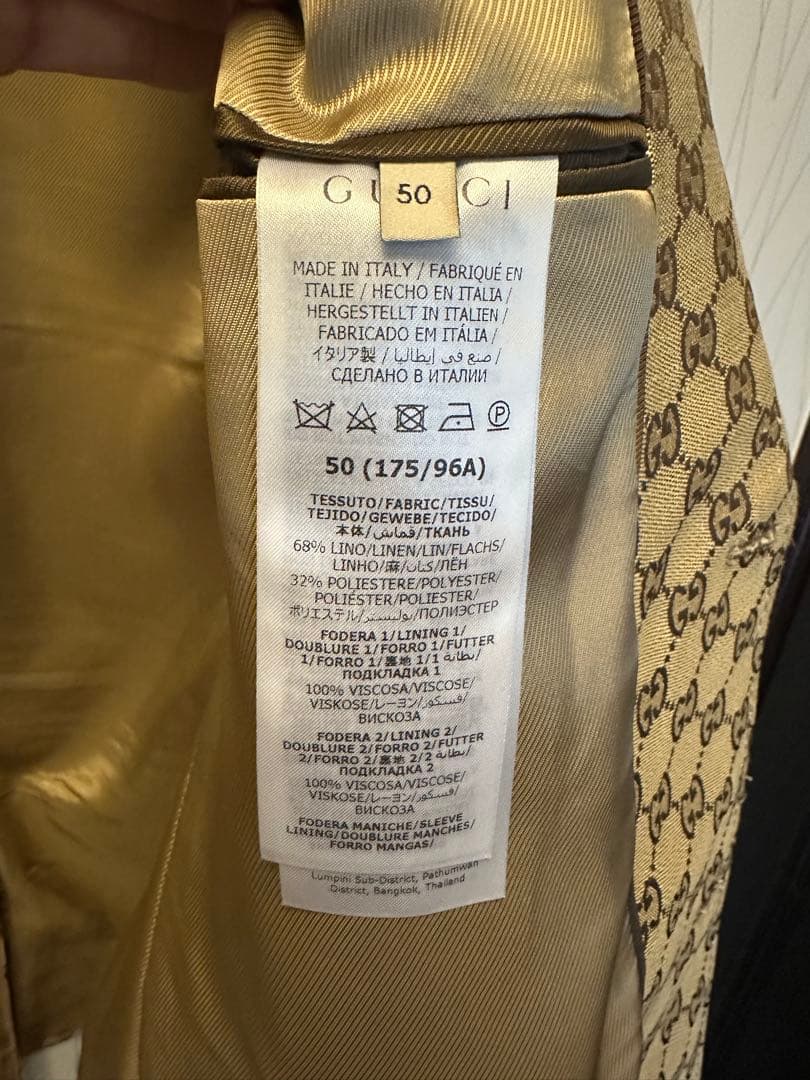 GUCCI GG Pattern Tailored Jacket Size 50 — Pre-owned, Excellent Condition