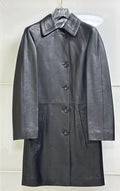 LOUIS VUITTON Black Leather Coat Size 34