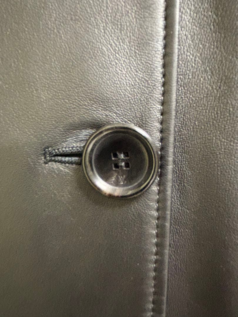 LOUIS VUITTON Black Leather Coat Size 34
