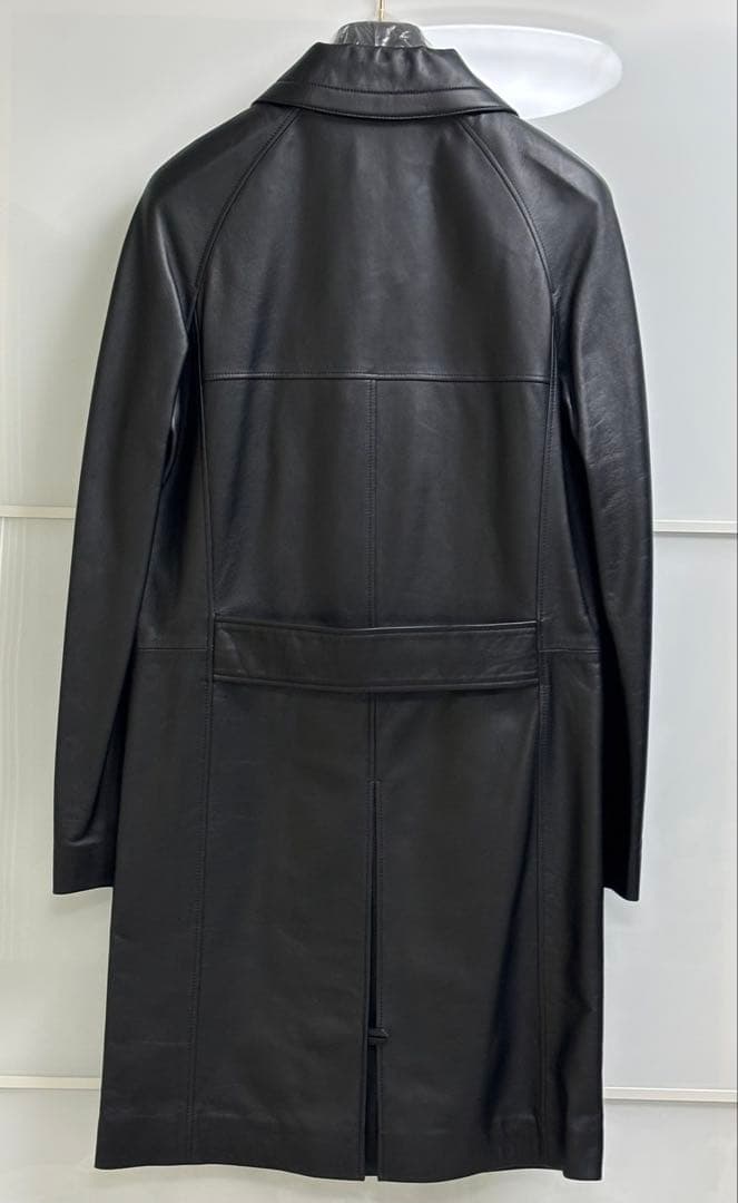 LOUIS VUITTON Black Leather Coat Size 34