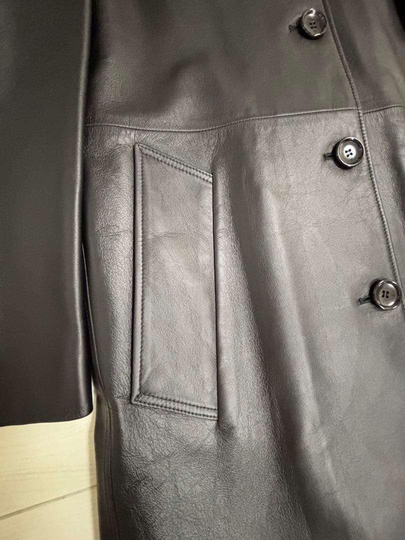 LOUIS VUITTON Black Leather Coat Size 34