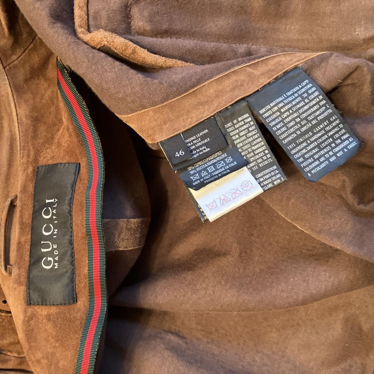 GUCCI Brown Suede Leather Slim Blouson Jacket Size 46