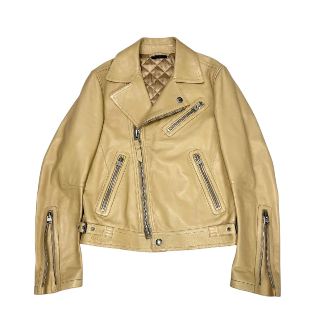 TOM FORD ICON BIKER Cowhide Leather Double Rider Jacket Size 48