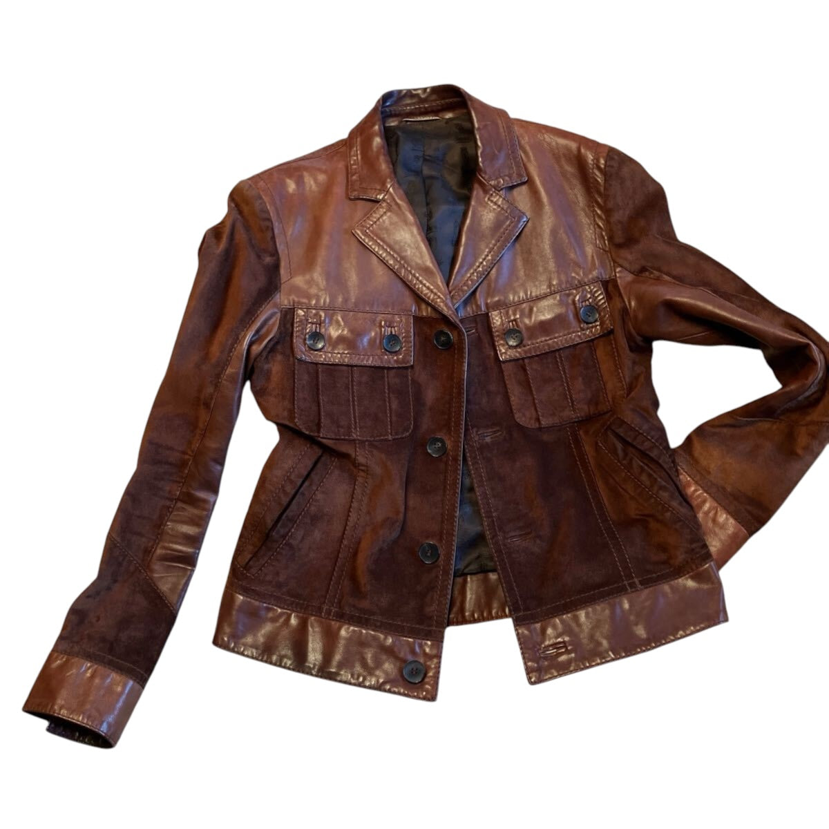 GUCCI Brown Suede Leather Blouson Jacket Size 48