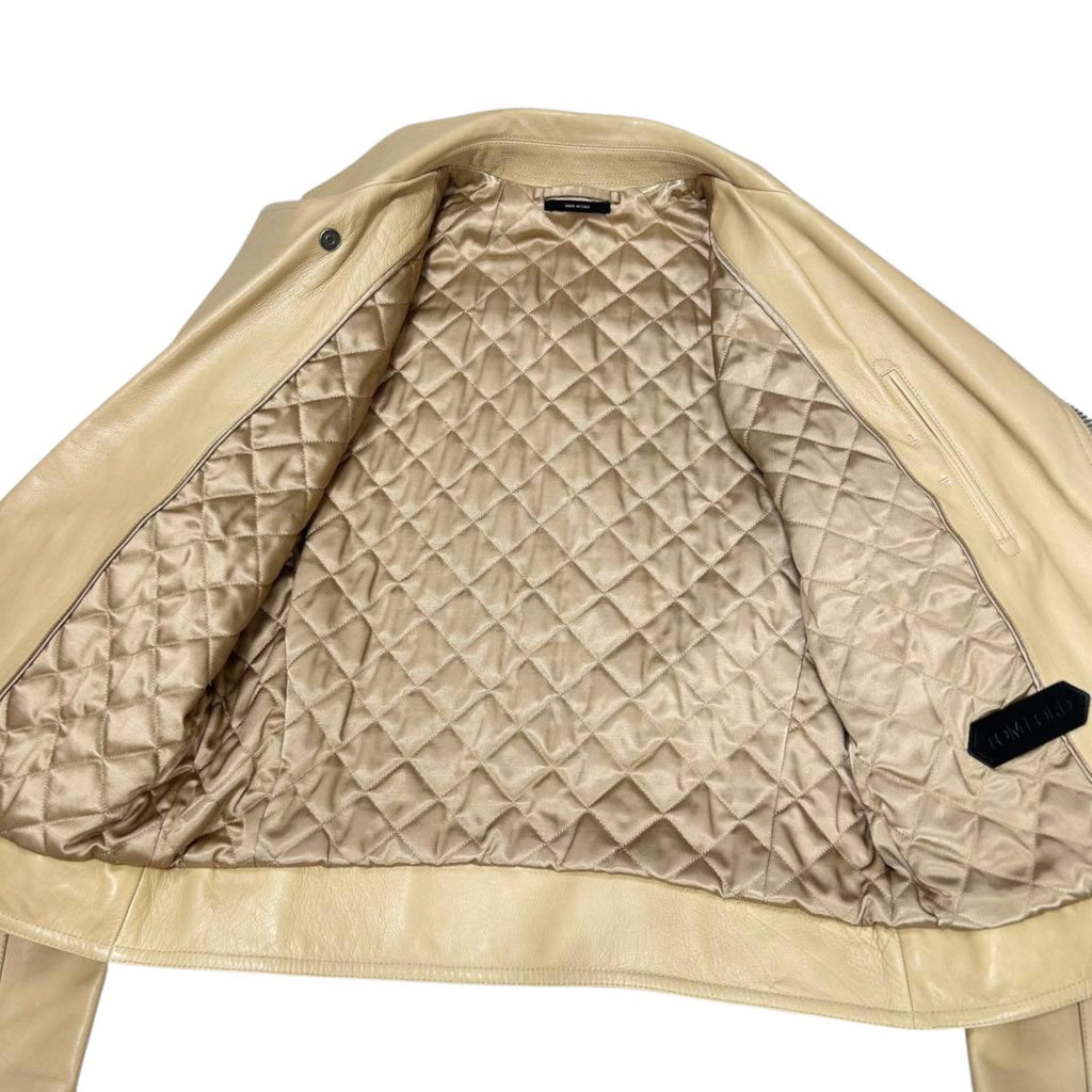 TOM FORD ICON BIKER Cowhide Leather Double Rider Jacket Size 48