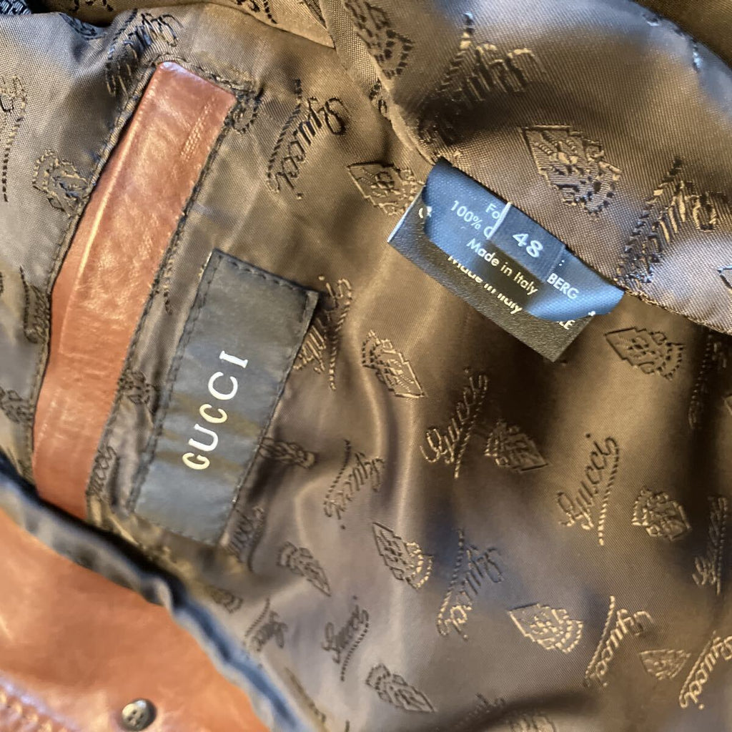 GUCCI Brown Suede Leather Blouson Jacket Size 48