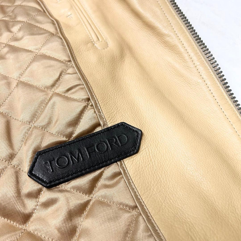 TOM FORD ICON BIKER Cowhide Leather Double Rider Jacket Size 48