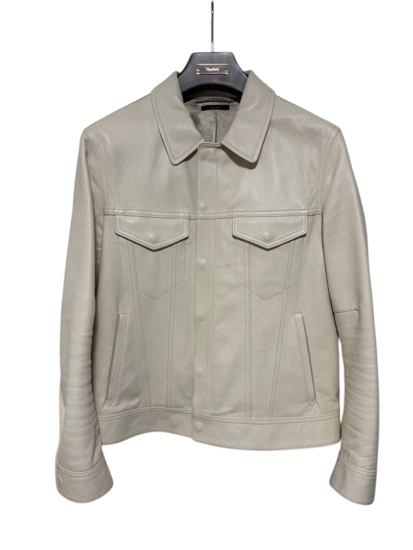 TOM FORD Off-White Leather Jacket Size 52