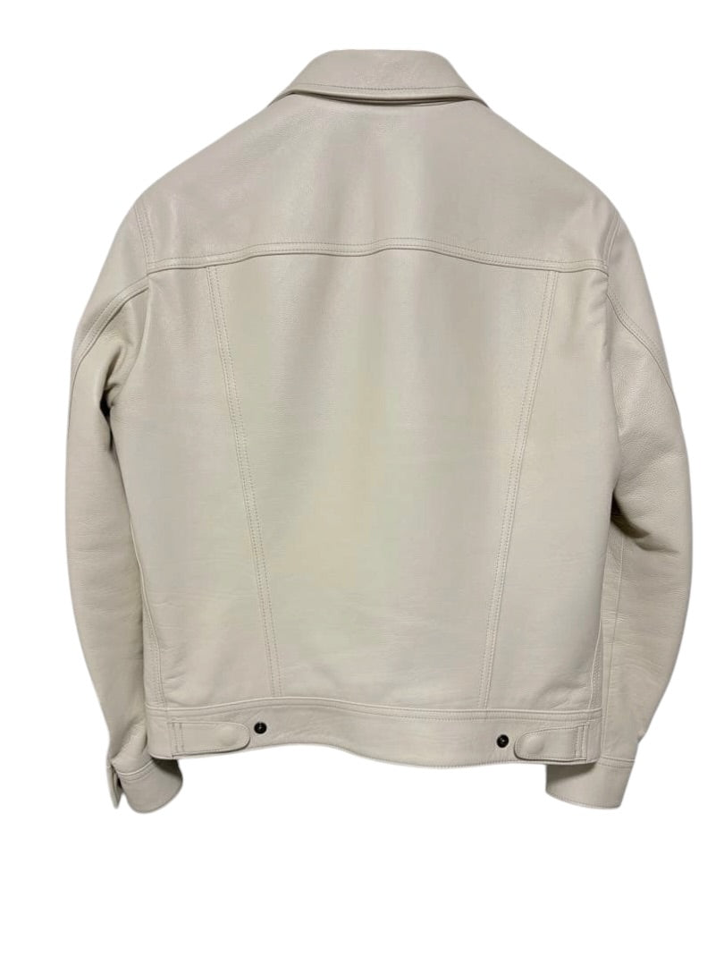 TOM FORD Off-White Leather Jacket Size 52