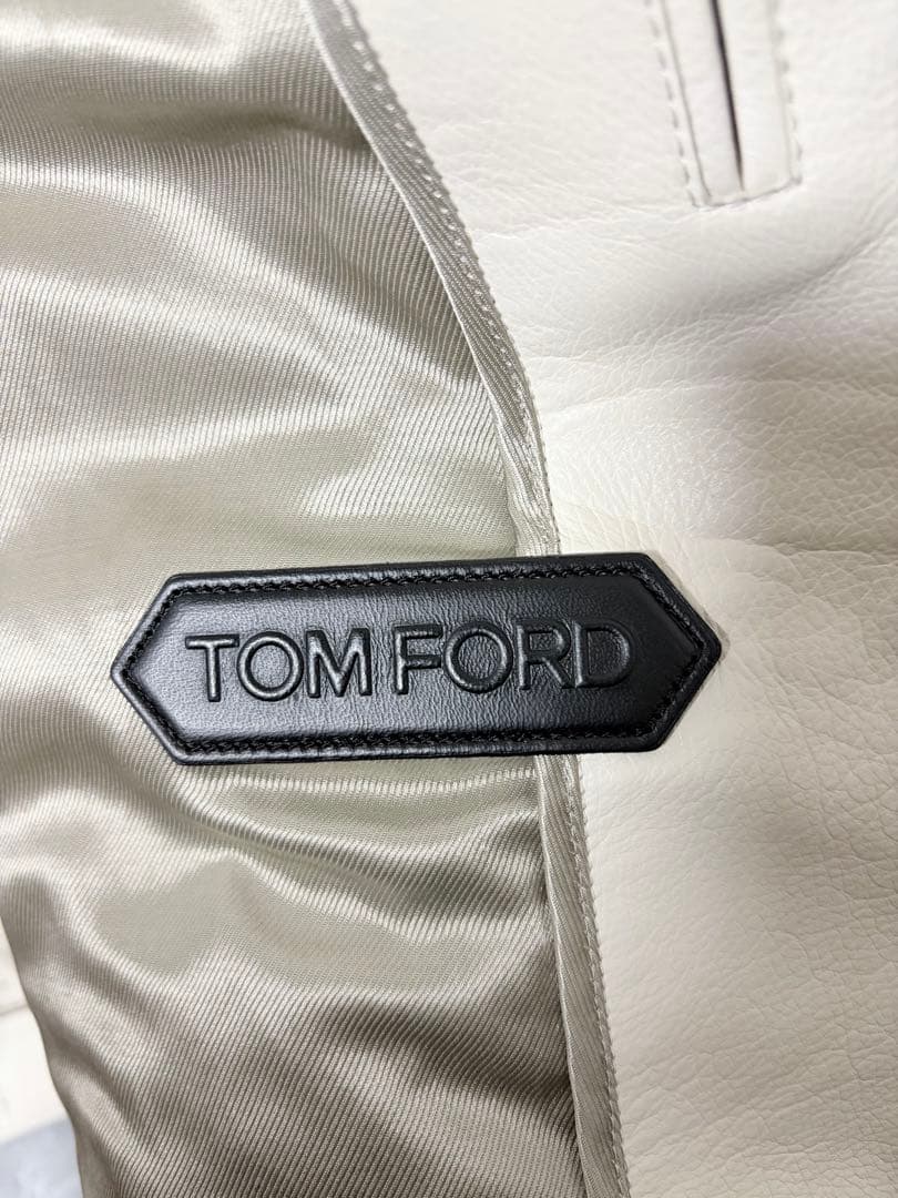 TOM FORD Off-White Leather Jacket Size 52
