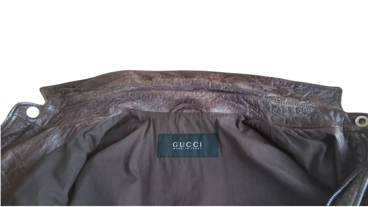 GUCCI GG Guccissima Sheepskin Leather A-2 Flight Jacket Size 46