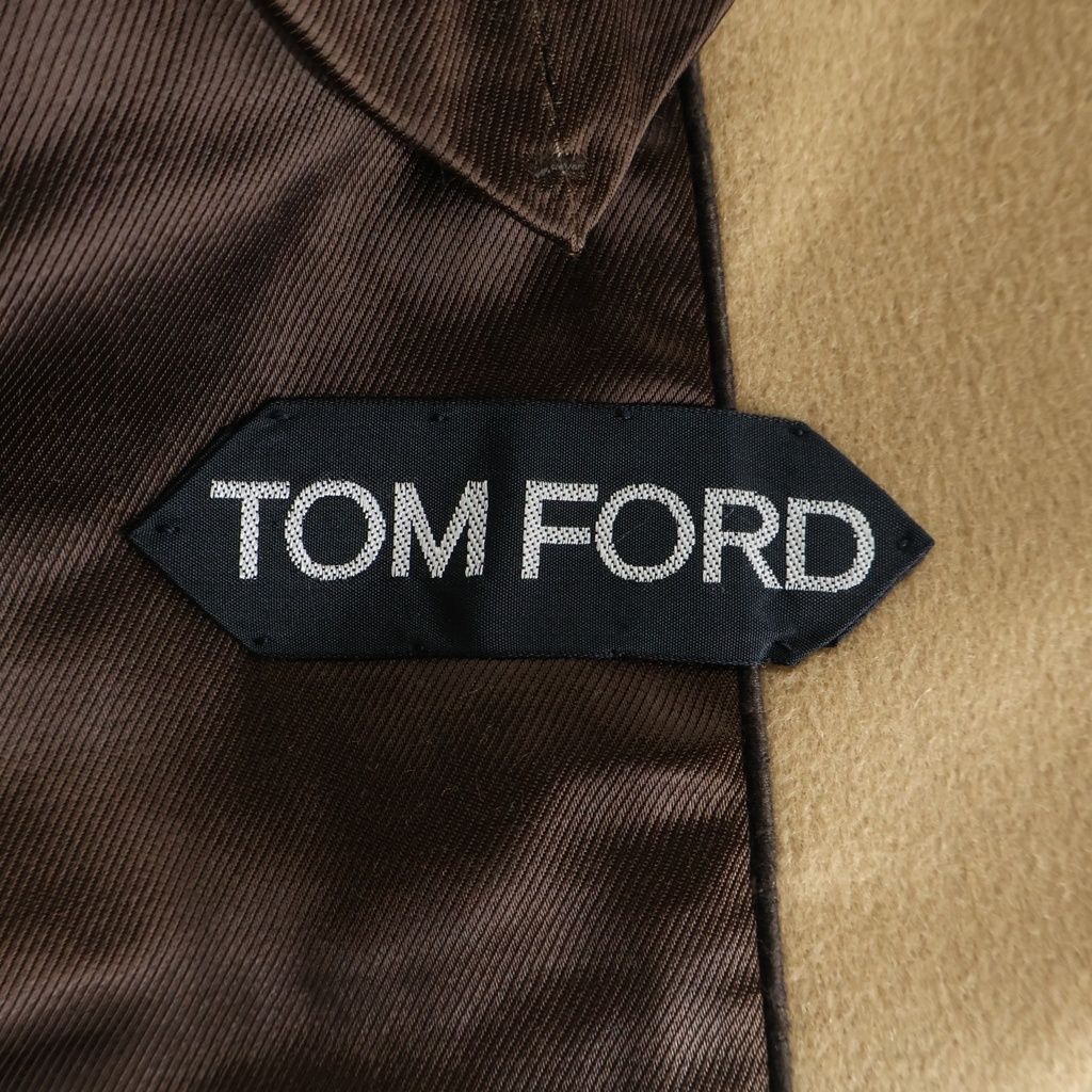 TOM FORD Camel Double-Breasted Wool Chesterfield Coat Size 46