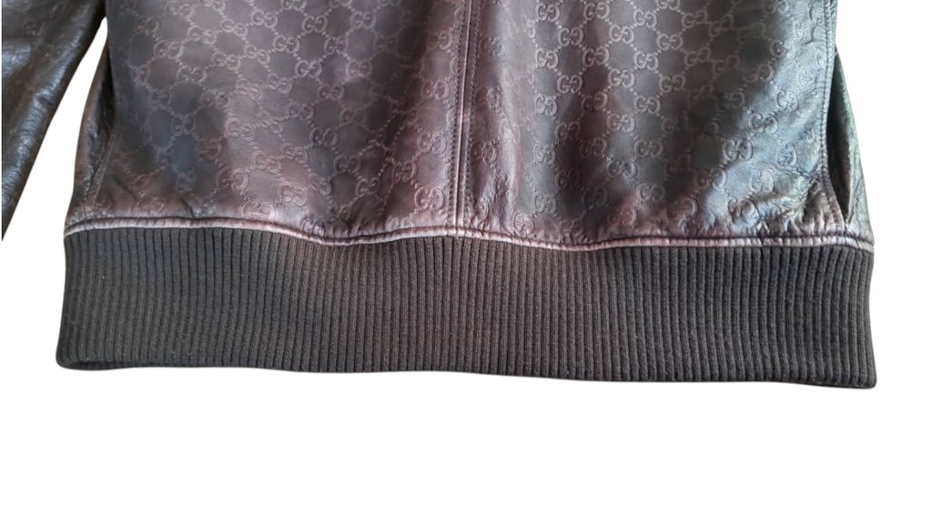 GUCCI GG Guccissima Sheepskin Leather A-2 Flight Jacket Size 46