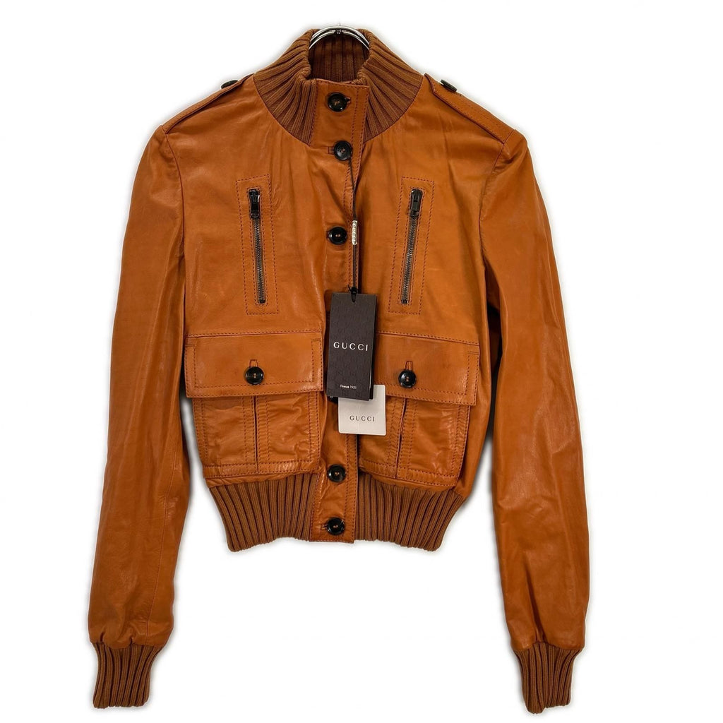 GUCCI Tom Ford-Era Orange Madonna Bomber Jacket 155710 Size 40