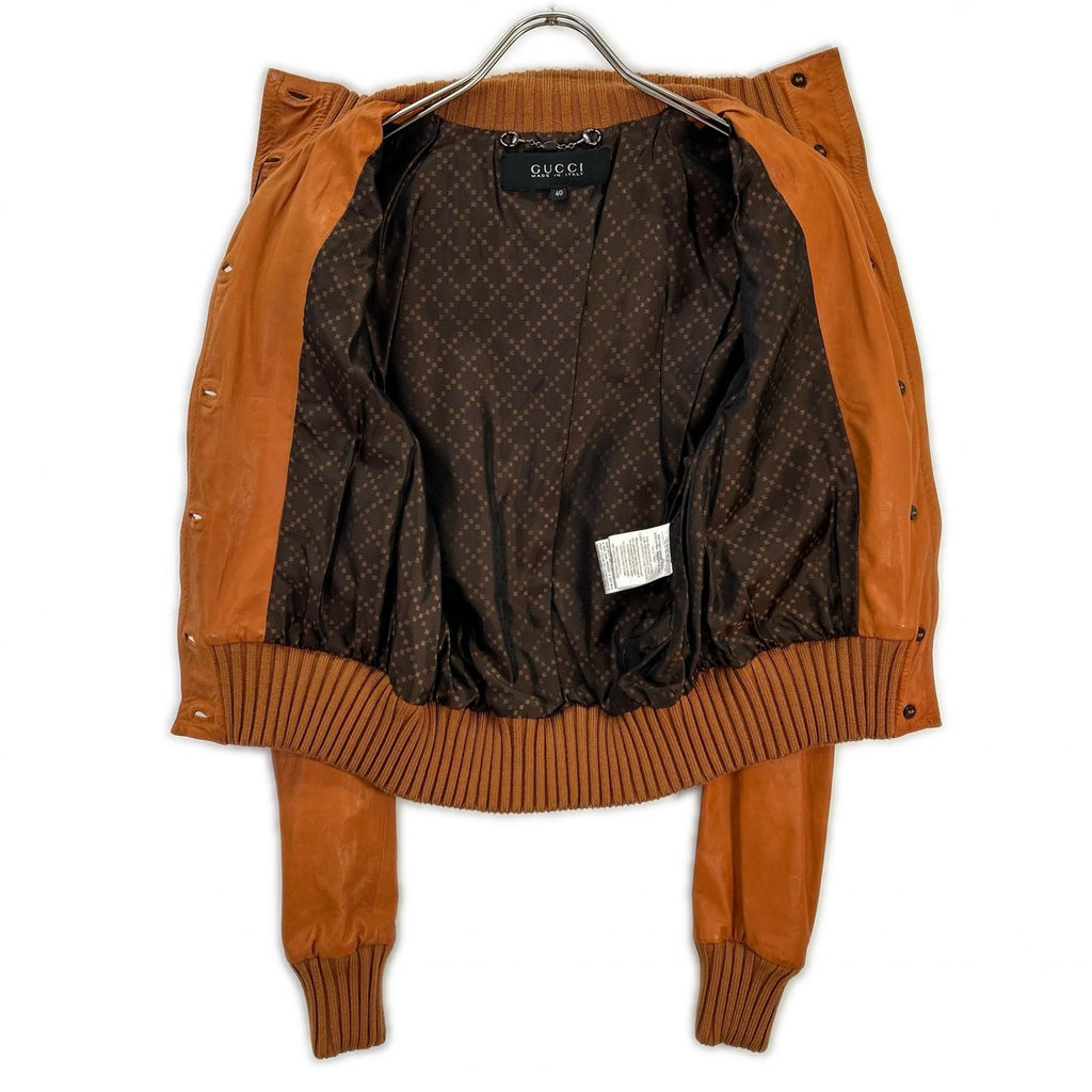 GUCCI Tom Ford-Era Orange Madonna Bomber Jacket 155710 Size 40