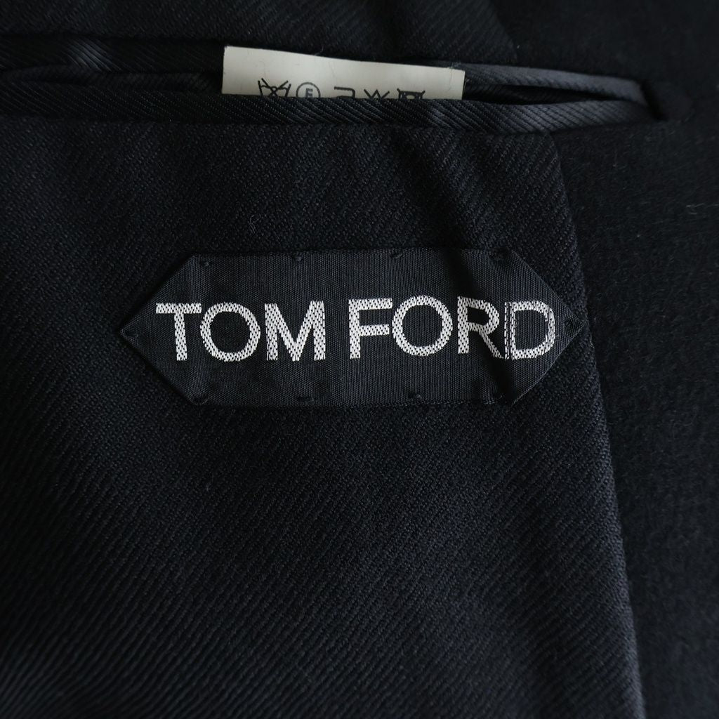 TOM FORD Black Melton Wool Chesterfield Coat Size 52