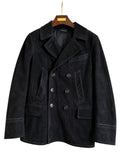 TOM FORD Black Cowhide Suede Peacoat Size 48