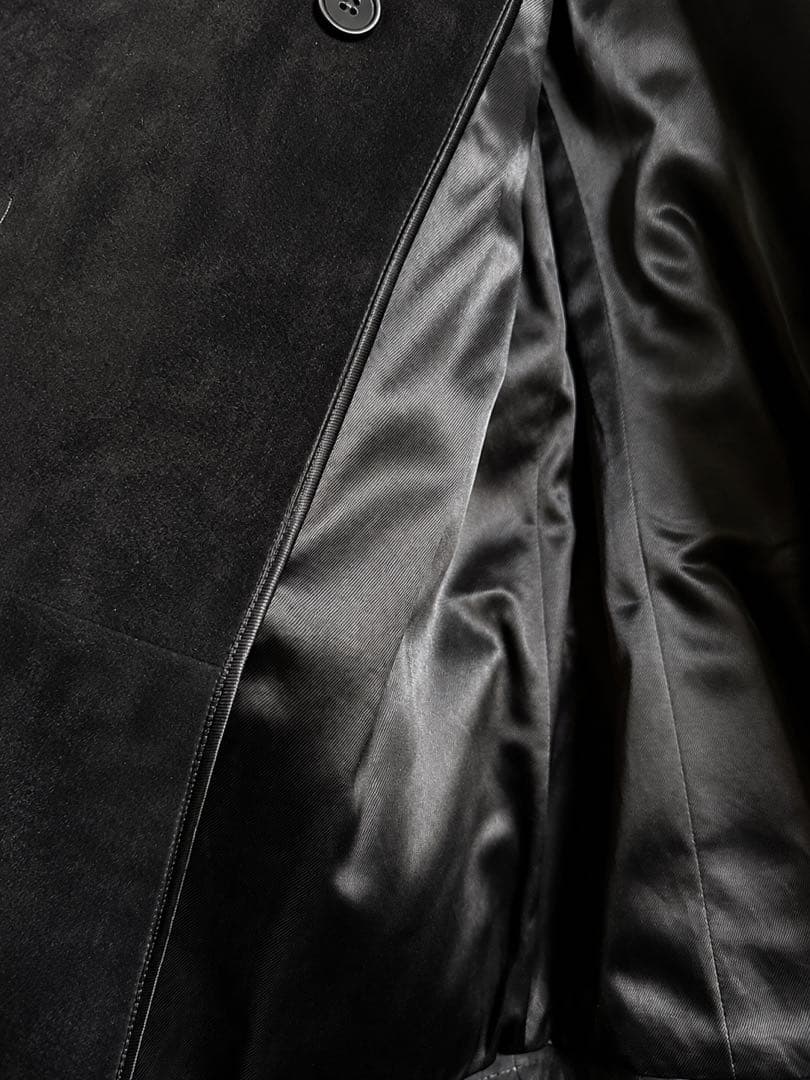 TOM FORD Black Cowhide Suede Peacoat Size 48