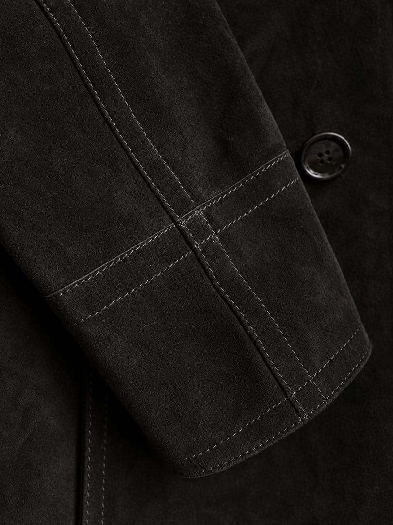 TOM FORD Black Cowhide Suede Peacoat Size 48