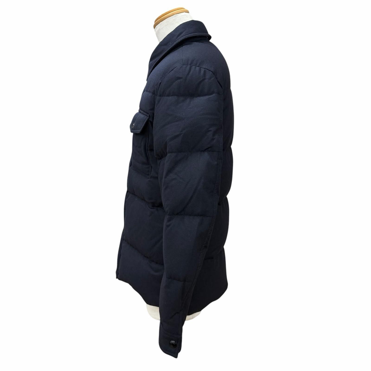 TOM FORD TF0317 Wool Down Jacket with Leather Trim Navy Size 46