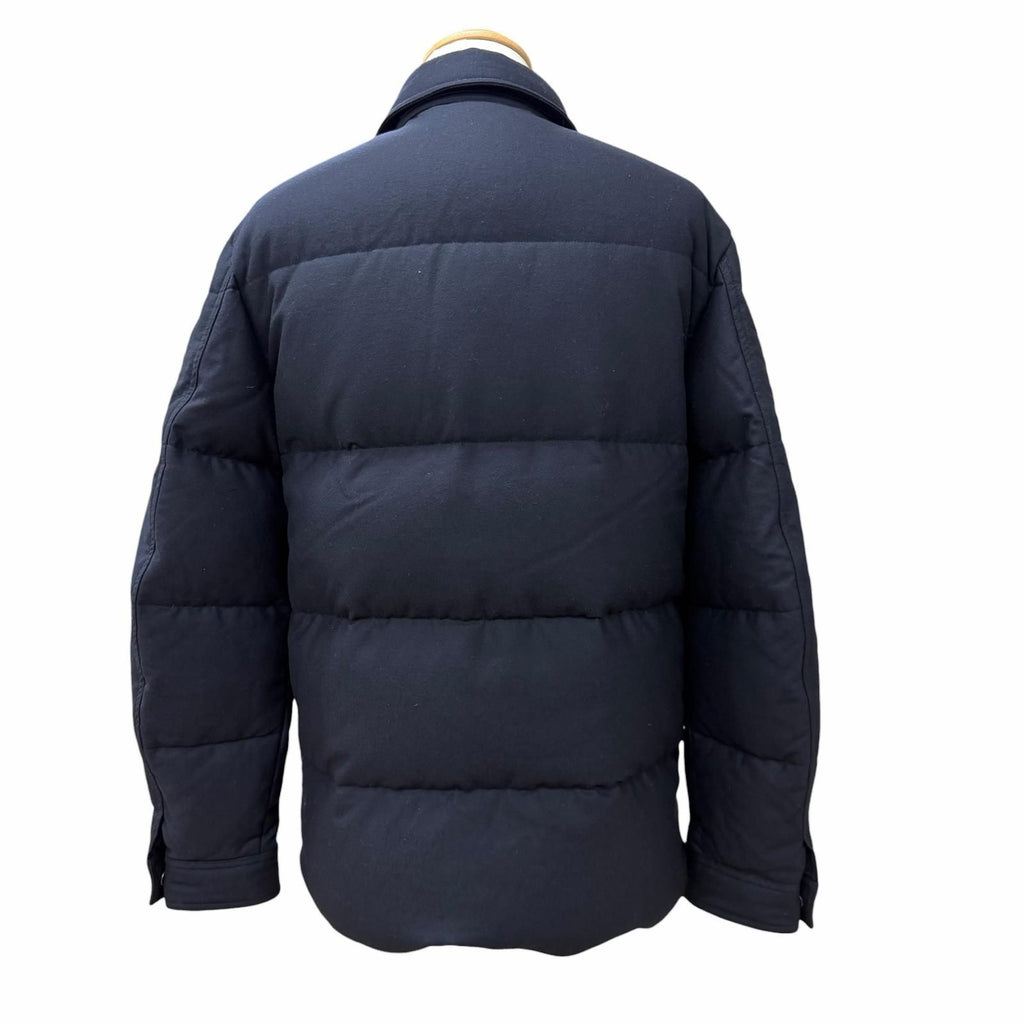 TOM FORD TF0317 Wool Down Jacket with Leather Trim Navy Size 46
