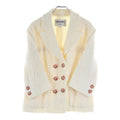 CHANEL Lion Button Double-Breasted Tweed Jacket Ivory Size 34